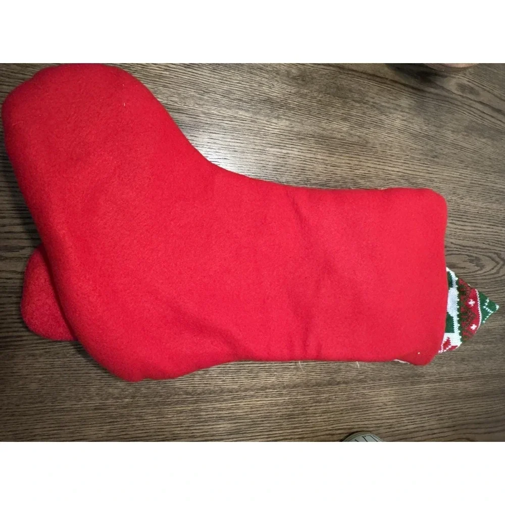 3D Gnome Christmas Stocking Long Dangling Legs Bell Accent and Beard Full Size - Picture 4 of 5